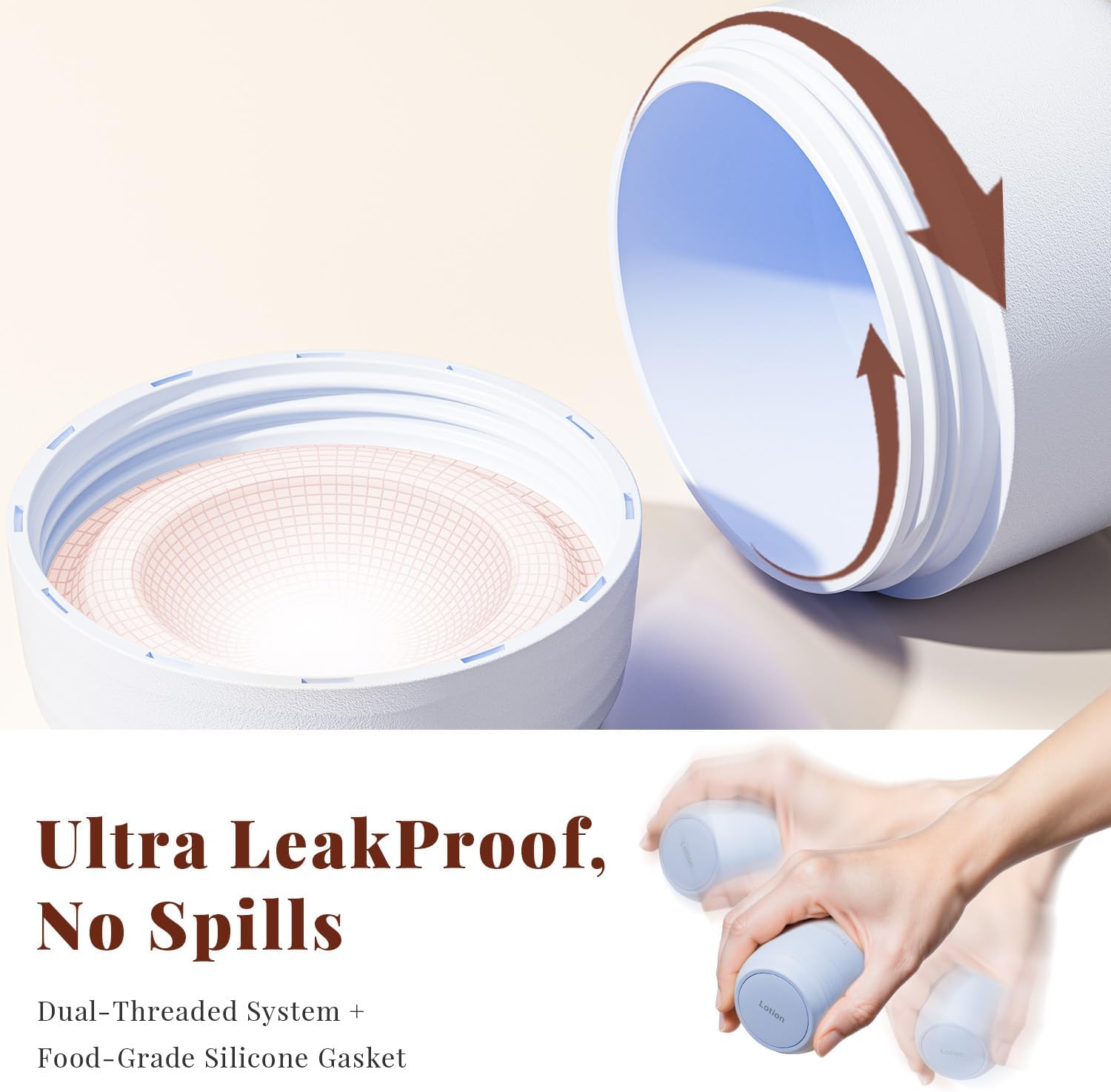 Trimcoo New Travel Toiletry Containers [Ultra Leakproof] TSA-Approved, PLA Hard Shell Jars with 5 Magnetic Labels, Wide Mouth Bottles for Lotion, Cleanser, Shampoo, Conditioner, Blue, 3 Pack, 1OZ