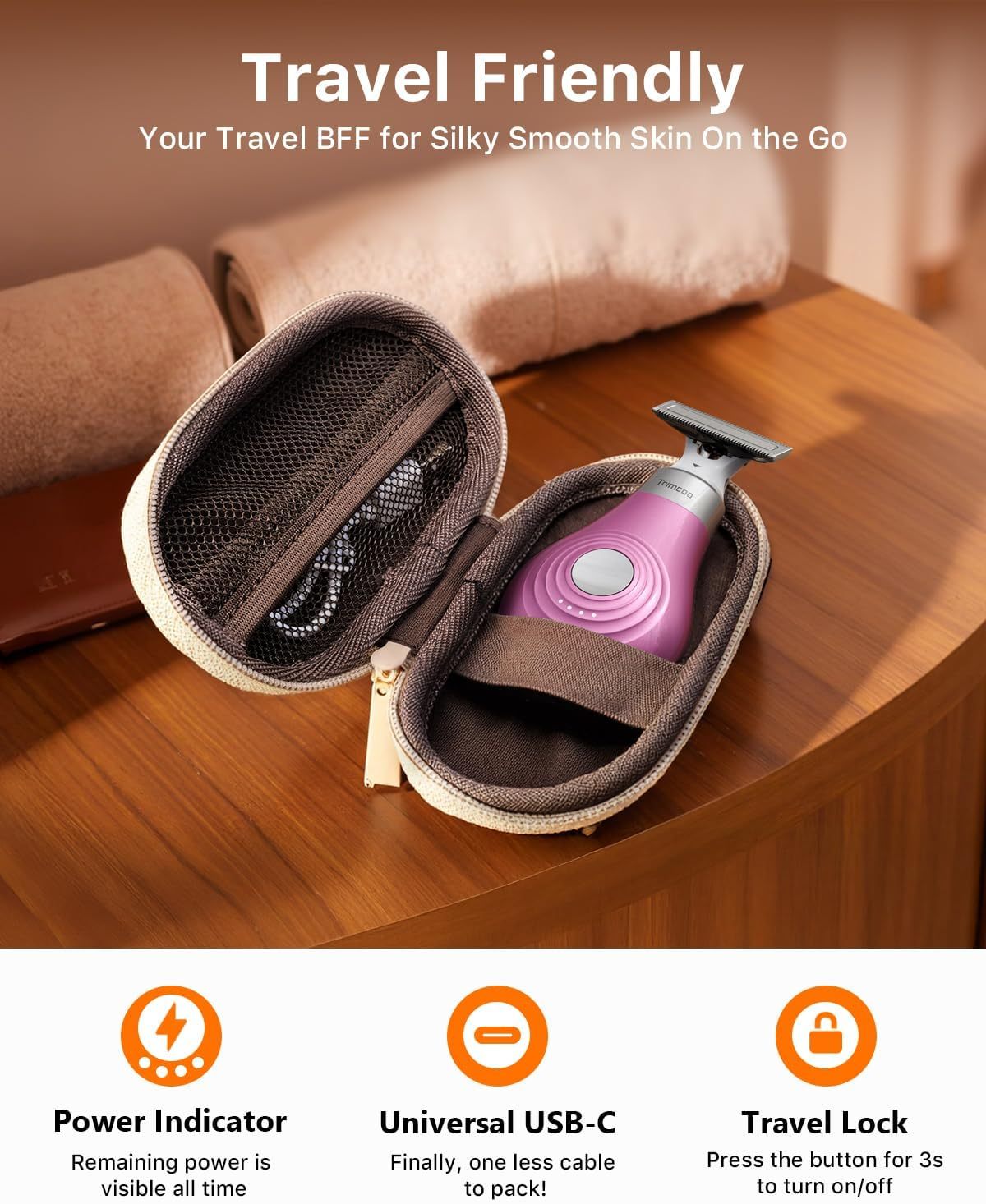 New Intimate Electric Trimmer for Women, [Small But Powerful] Designed for Pubic Hair Grooming, Bikini Line Removal, Wet/Dry Shaver On-The-Go, USB-C Rechargeable Razor with Travel Case, Pink