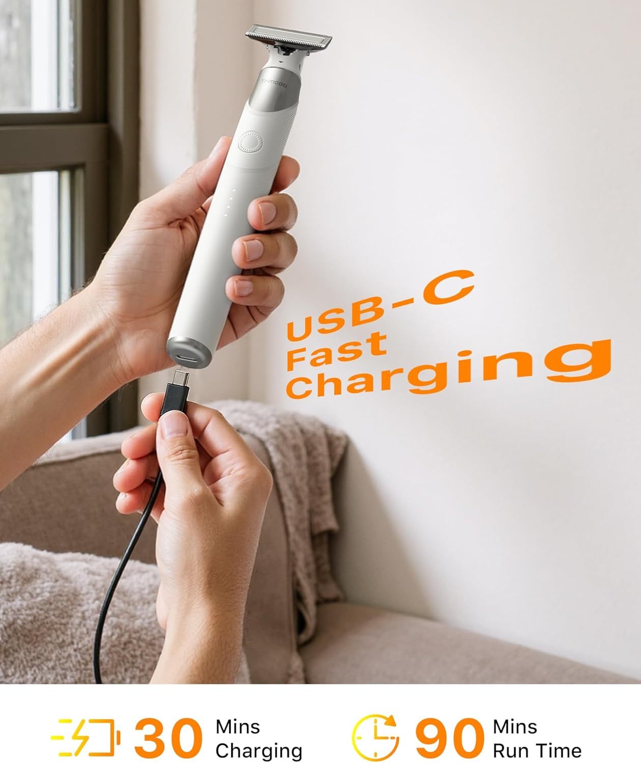 New Electric Beard & Nose Hair Trimmer Kit - Painless Razor with 12 in 1 Rotating Comb, Magnetic Nose Hair Head, Waterproof Wet/Dry, Groin/Ball Shaver for Men, USB-C Fast Charging,White(Pack)