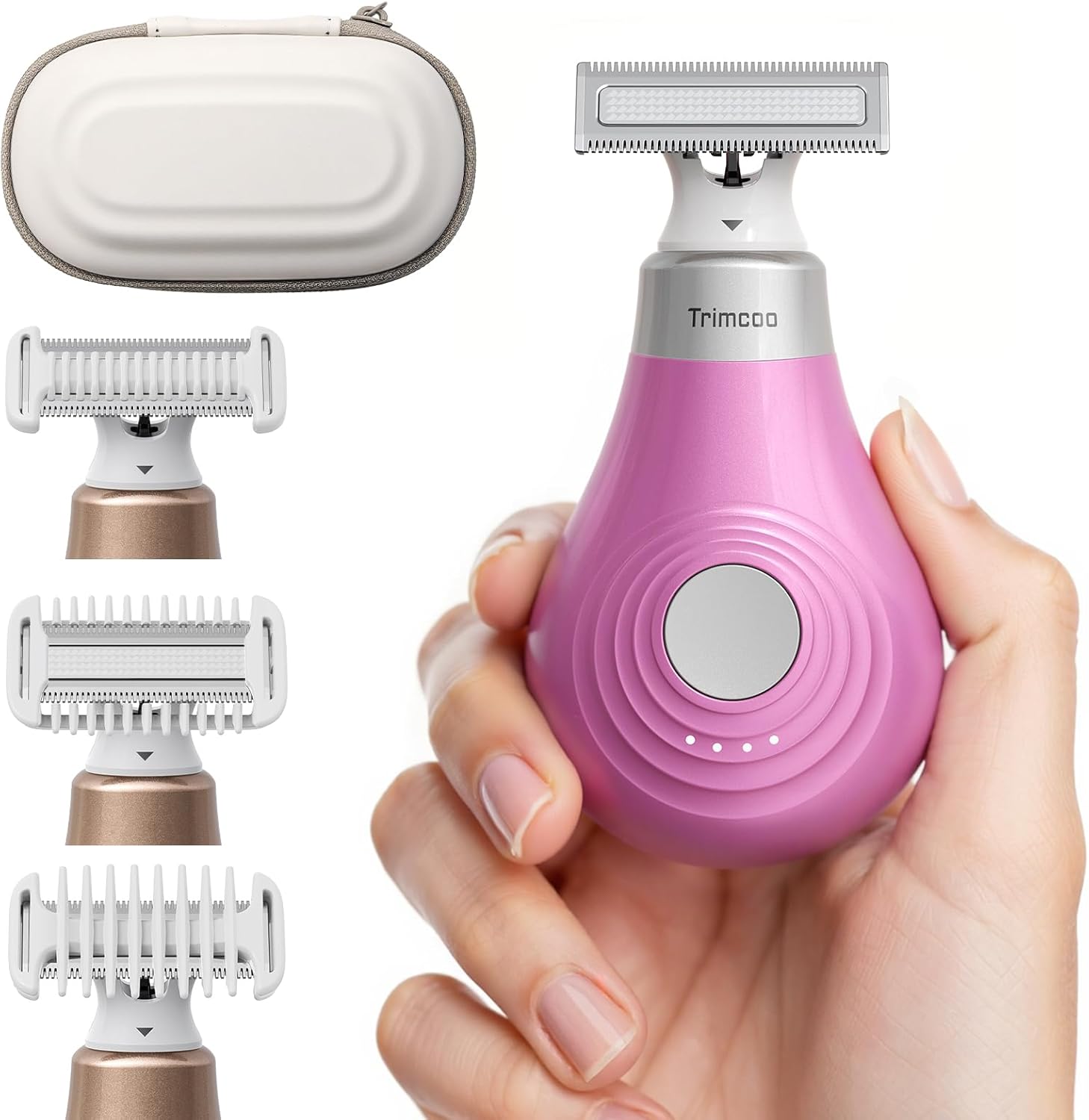 New Intimate Electric Trimmer for Women, [Small But Powerful] Designed for Pubic Hair Grooming, Bikini Line Removal, Wet/Dry Shaver On-The-Go, USB-C Rechargeable Razor with Travel Case, Pink