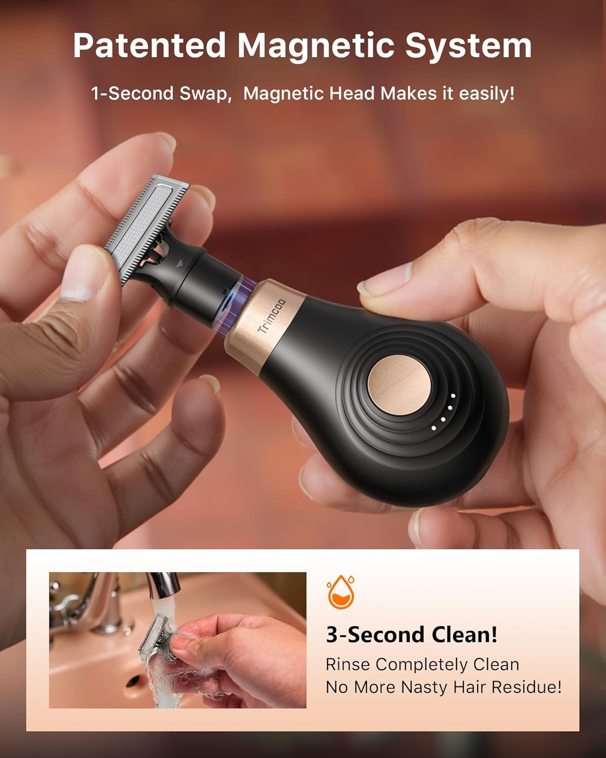 [2025 Upgraded] Body Hair Trimmer for Women [Small But Powerful] Painless Pubic Hair Removal, Waterproof Wet/Dry Bikini Line Shaver, USB-C Charging Electric Razor with Travel Case, Black