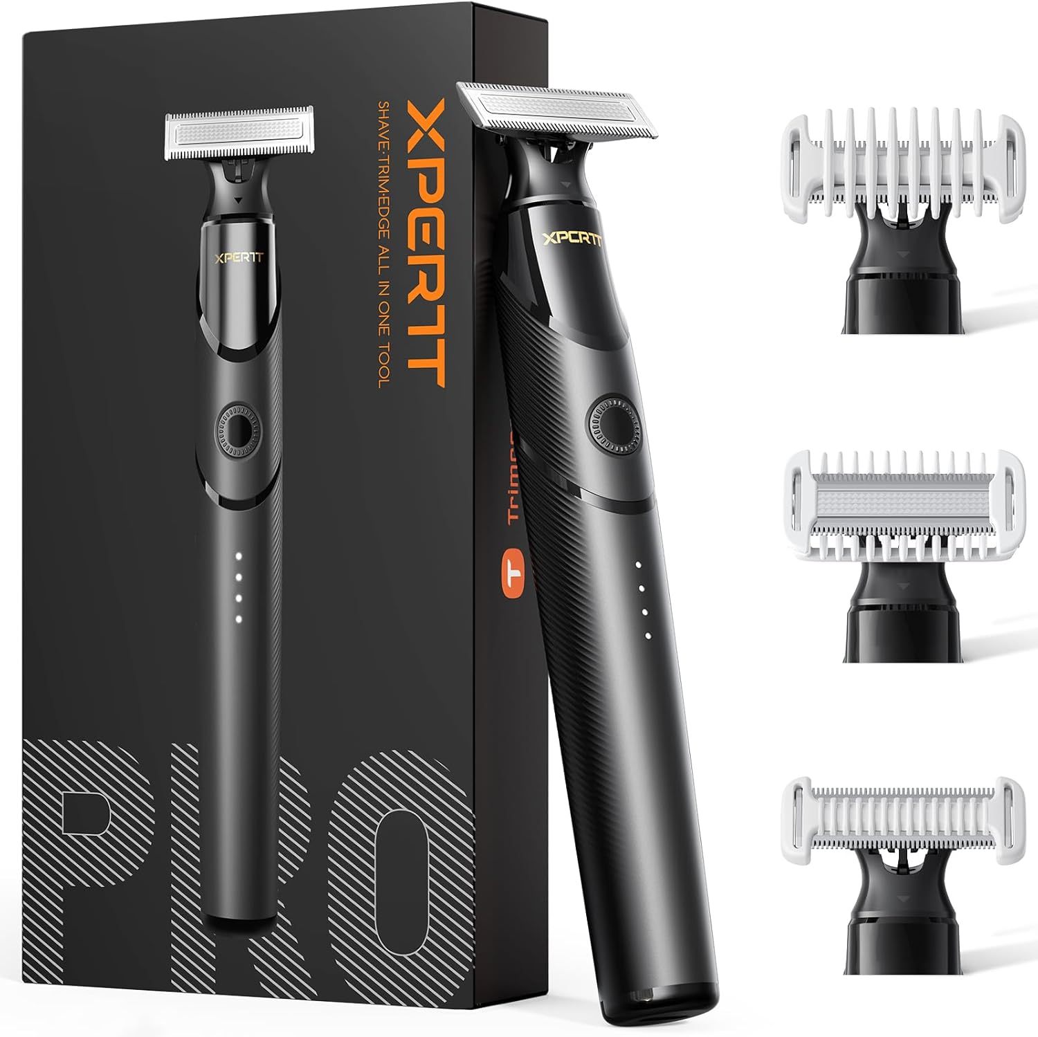 2025 Upgraded Electric Beard Trimmer and Shaver [Painless & Smooth] USB-C Fast Charging Travel Portable Body Hair Electric Razors for Men, Cordless Waterproof Wet/Dry Groomer, Black(Lite)