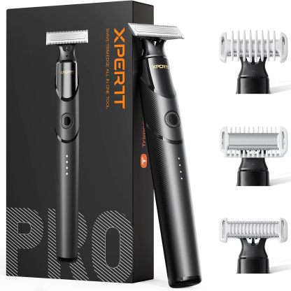 2025 Upgraded Electric Beard Trimmer and Shaver [Painless & Smooth] USB-C Fast Charging Travel Portable Body Hair Electric Razors for Men, Cordless Waterproof Wet/Dry Groomer, Black(Lite)