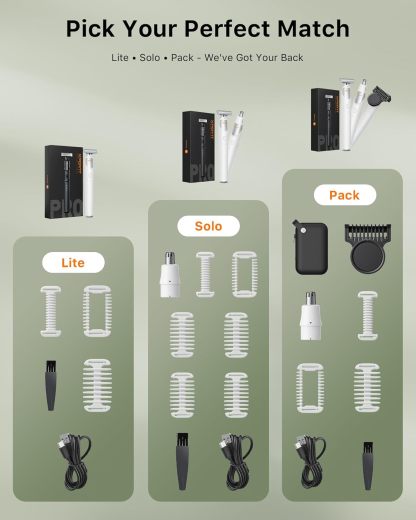 New Electric Beard & Nose Hair Trimmer Kit - Painless Razor with 12 in 1 Rotating Comb, Magnetic Nose Hair Head, Waterproof Wet/Dry, Groin/Ball Shaver for Men, USB-C Fast Charging,White(Pack)