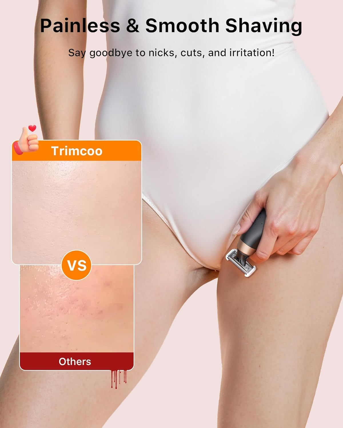 [2025 Upgraded] Body Hair Trimmer for Women [Small But Powerful] Painless Pubic Hair Removal, Waterproof Wet/Dry Bikini Line Shaver, USB-C Charging Electric Razor with Travel Case, Black