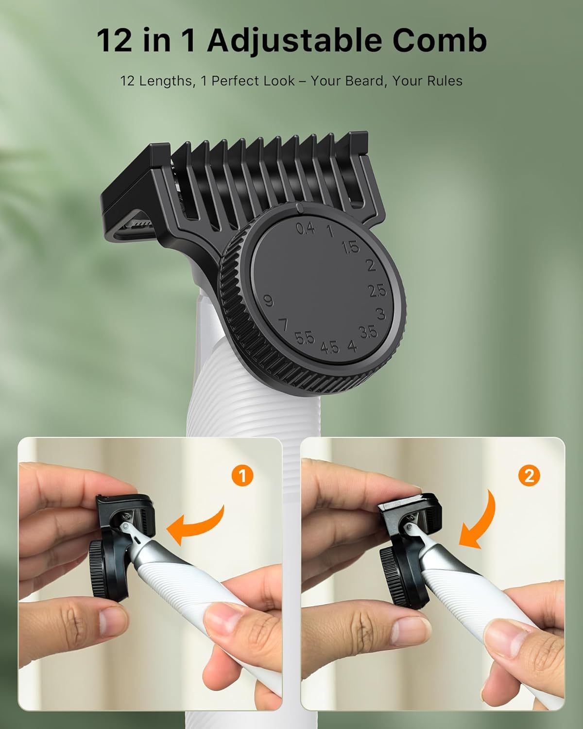 New Electric Beard & Nose Hair Trimmer Kit - Painless Razor with 12 in 1 Rotating Comb, Magnetic Nose Hair Head, Waterproof Wet/Dry, Groin/Ball Shaver for Men, USB-C Fast Charging,White(Pack)