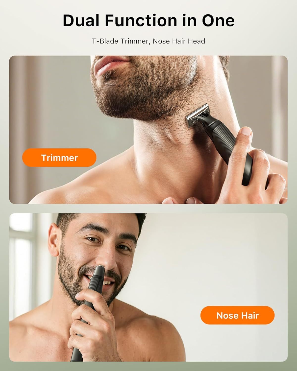 2025 Upgraded Body & Nose Hair Trimmer Kit, [All-in-One] Travel Beard Electric Shaver for Men, USB-C Fast Charging, Rechargeable Painless Razor Cordless Waterproof Wet/Dry, Black(Solo)