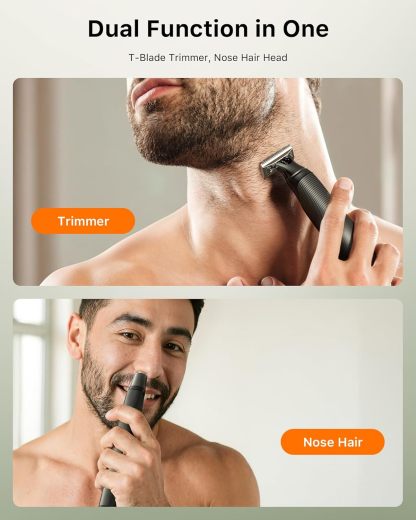 2025 Upgraded Body & Nose Hair Trimmer Kit, [All-in-One] Travel Beard Electric Shaver for Men, USB-C Fast Charging, Rechargeable Painless Razor Cordless Waterproof Wet/Dry, Black(Solo)