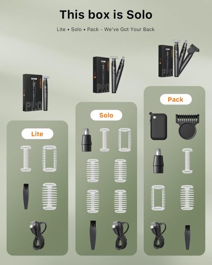 2025 Upgraded Body & Nose Hair Trimmer Kit, [All-in-One] Travel Beard Electric Shaver for Men, USB-C Fast Charging, Rechargeable Painless Razor Cordless Waterproof Wet/Dry, Black(Solo)