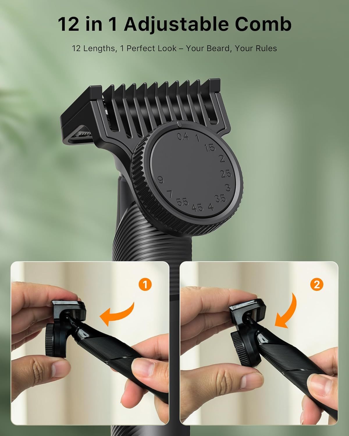 2025 Upgraded Beard & Nose Hair Trimmer Kit, [All-in-One] 12 in 1 Rotating Comb, Travel Body Hair Electric Shaver for Men, USB-C Fast Charging, Painless Razor Waterproof Wet/Dry, Black(Pack)