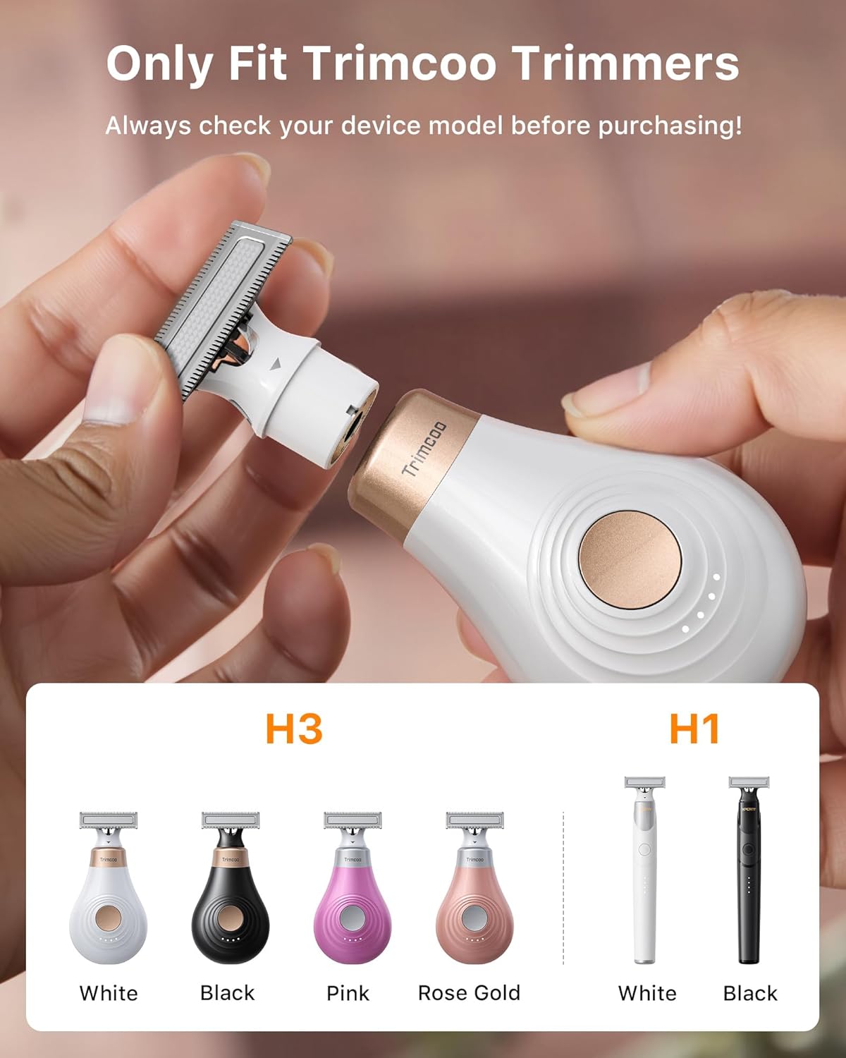 Magnetic Replacement Blades, Genuine Replacement Blades for H1 & H3 Electric Shaver and Trimmer, Easy Snap-On & Rinseable, Durable Stainless Steel, Trim, Edge and Shave, 3 Pack，Black