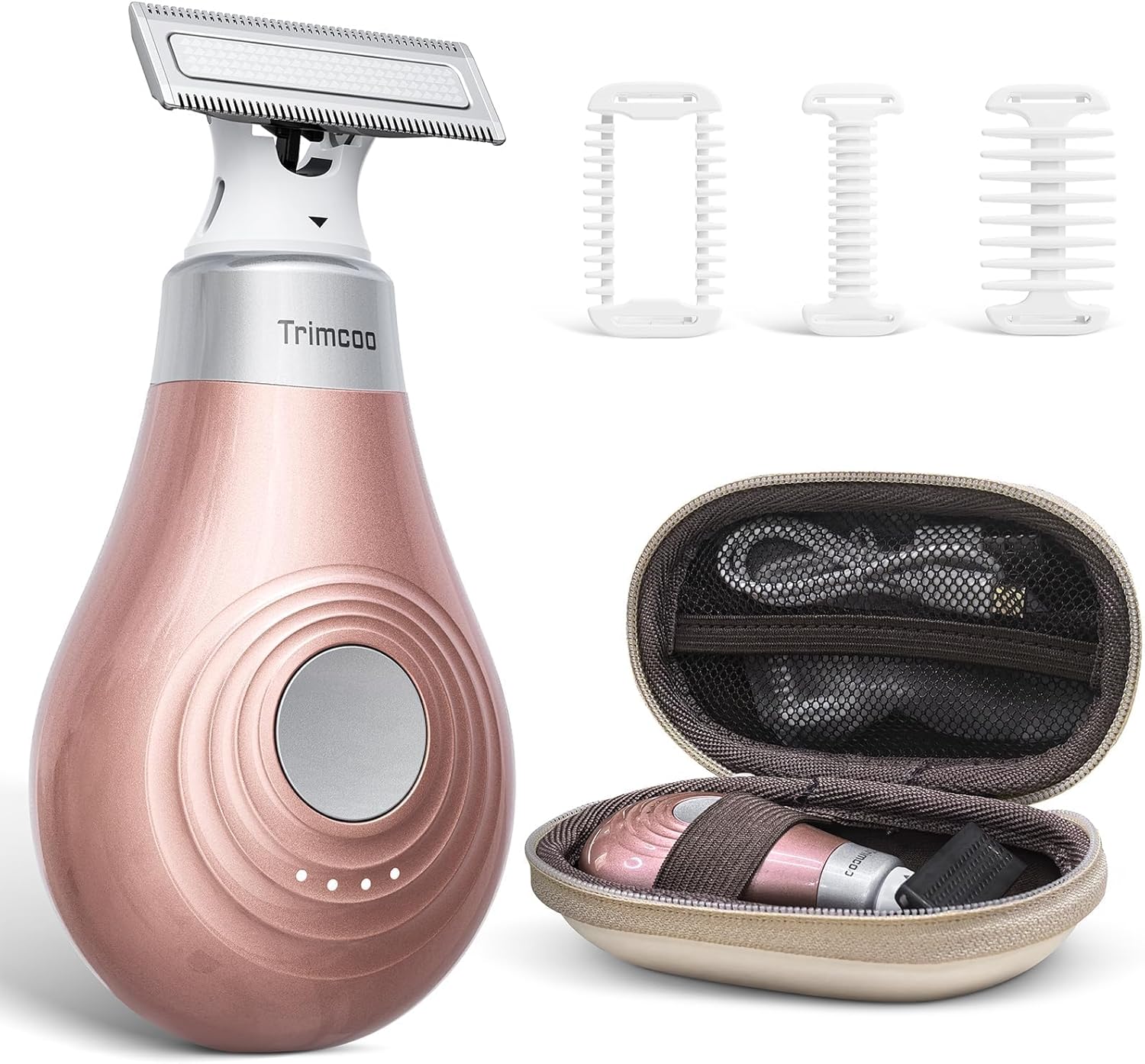 [2025 Upgraded] Body Hair Trimmer for Women [Small But Powerful] Painless Pubic Hair Removal, Waterproof Wet/Dry Bikini Line Shaver, USB-C Charging Electric Razor with Travel Case, Rose Gold