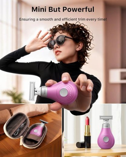 New Intimate Electric Trimmer for Women, [Small But Powerful] Designed for Pubic Hair Grooming, Bikini Line Removal, Wet/Dry Shaver On-The-Go, USB-C Rechargeable Razor with Travel Case, Pink