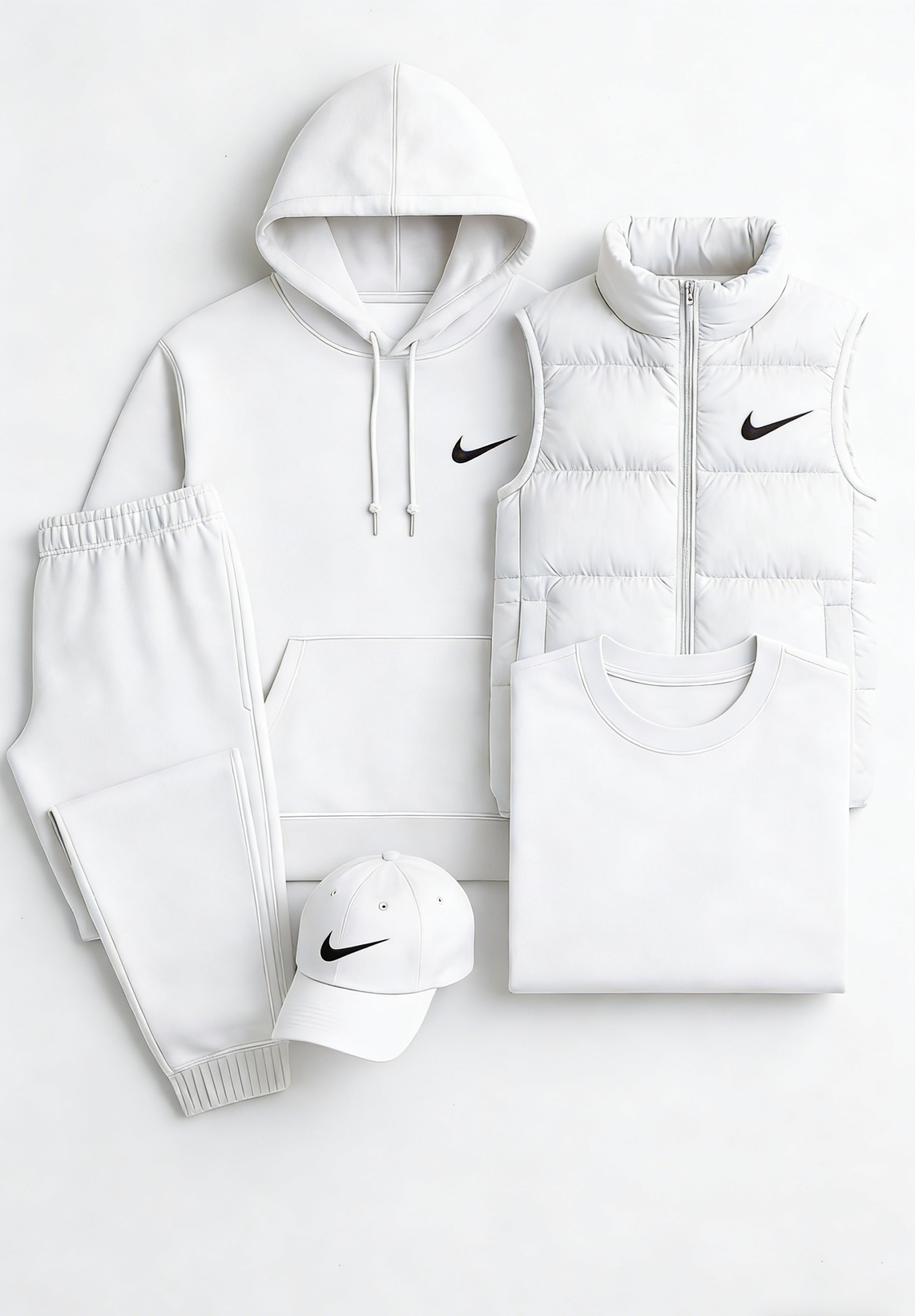 Nk Complete Set - Sweatshirt, Pants, Puffer Jacket