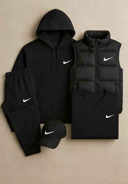 Nk Complete Set - Sweatshirt, Pants, Puffer Jacket