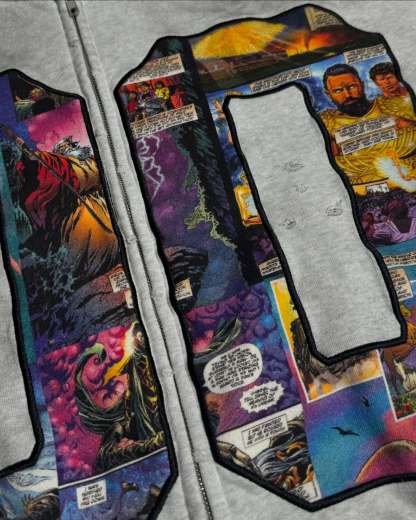 Faux Rhinestone Print Ombre Zip-Up Hoodie Set