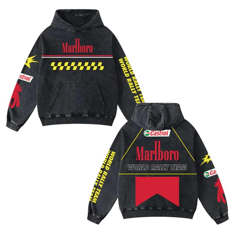 Retro Malboro World Rally Team Racing Washed Hoodie 