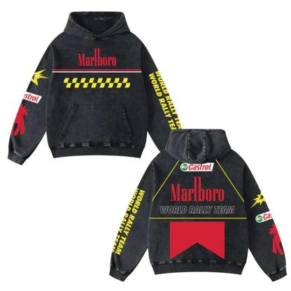 Retro Malboro World Rally Team Racing Washed Hoodie 