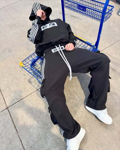 "See-through" casual hoodie set