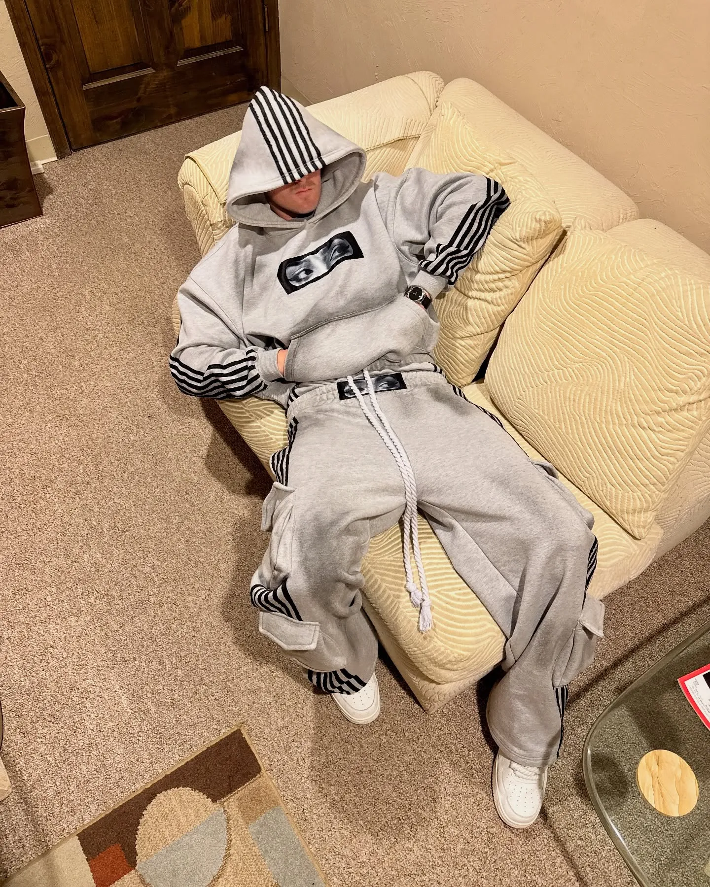 "See-through" casual hoodie set