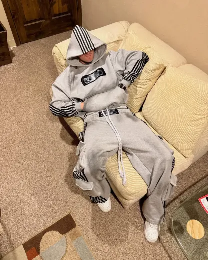 "See-through" casual hoodie set