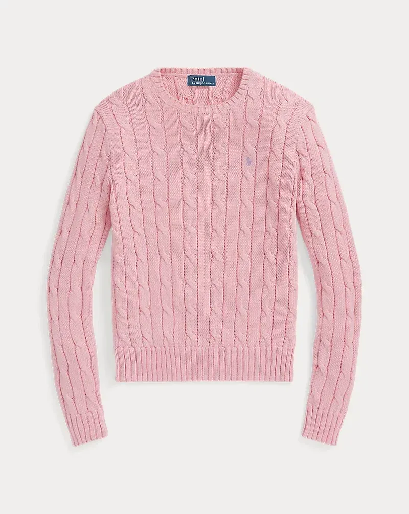 POLO Cable-Knit Cotton Crew Neck Sweater