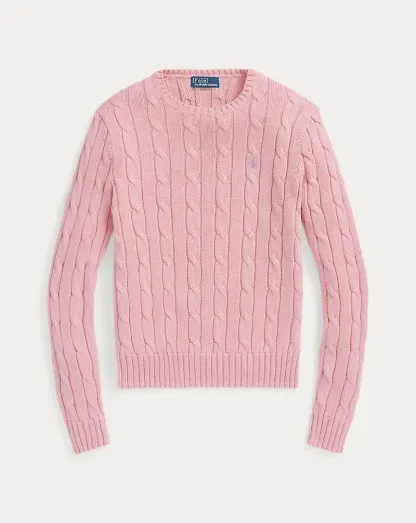 POLO Cable-Knit Cotton Crew Neck Sweater