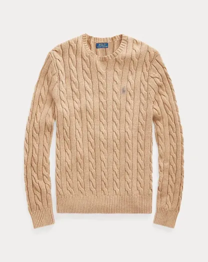 POLO Cable-Knit Cotton Crew Neck Sweater