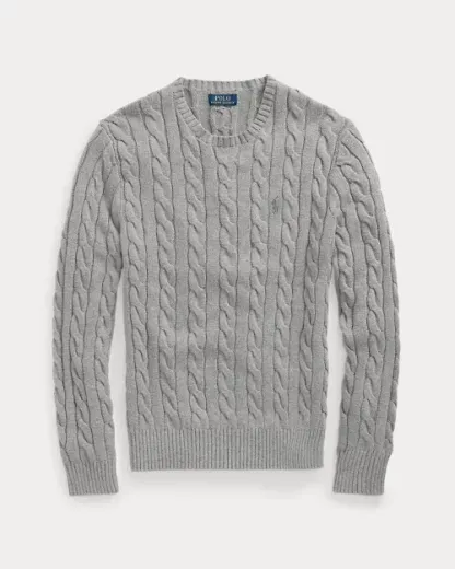 POLO Cable-Knit Cotton Crew Neck Sweater