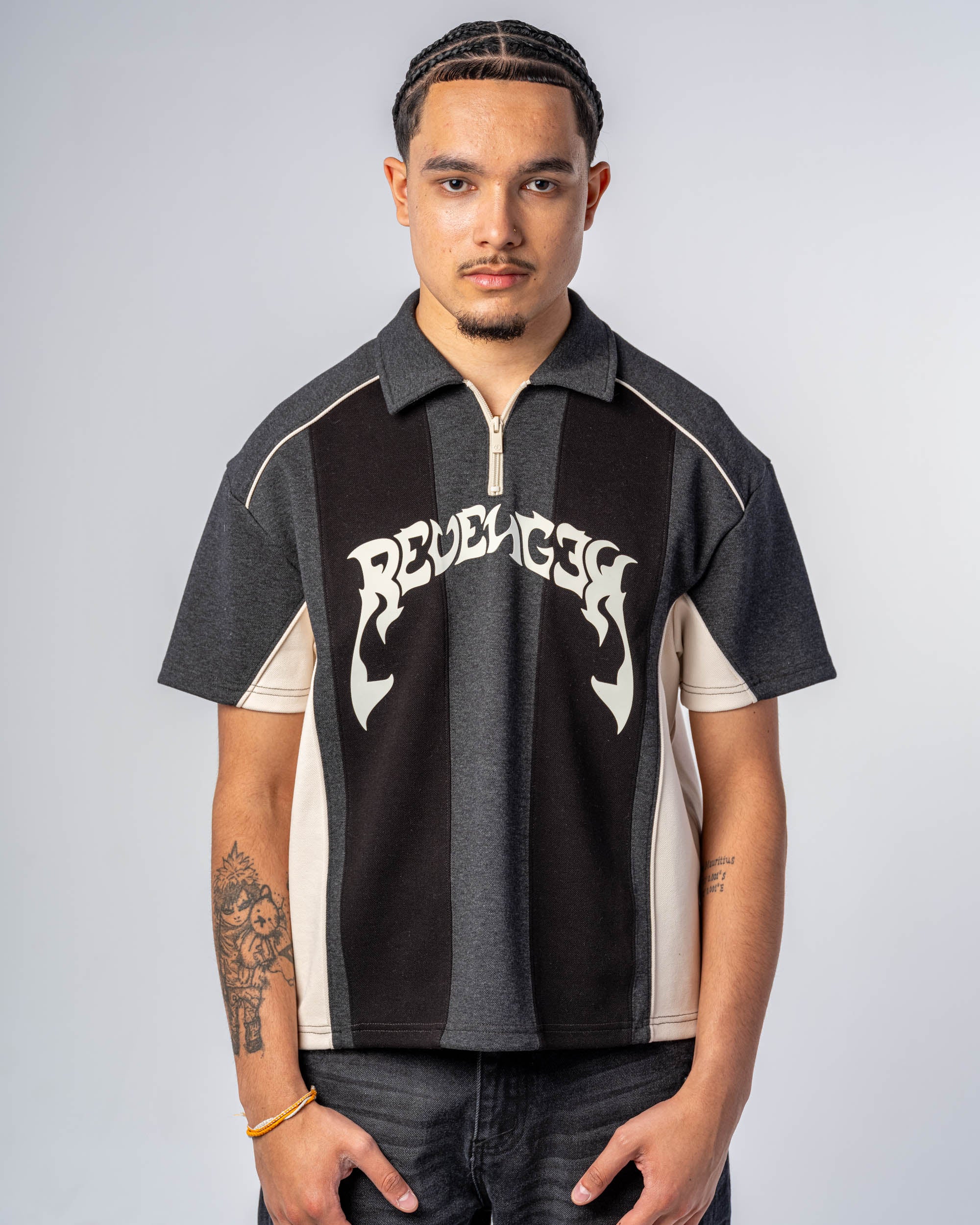 Casual 1/3 zipper polo short-sleeved shirt