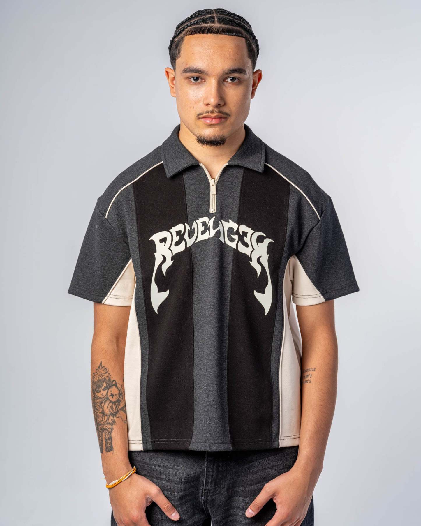 Casual 1/3 zipper polo short-sleeved shirt