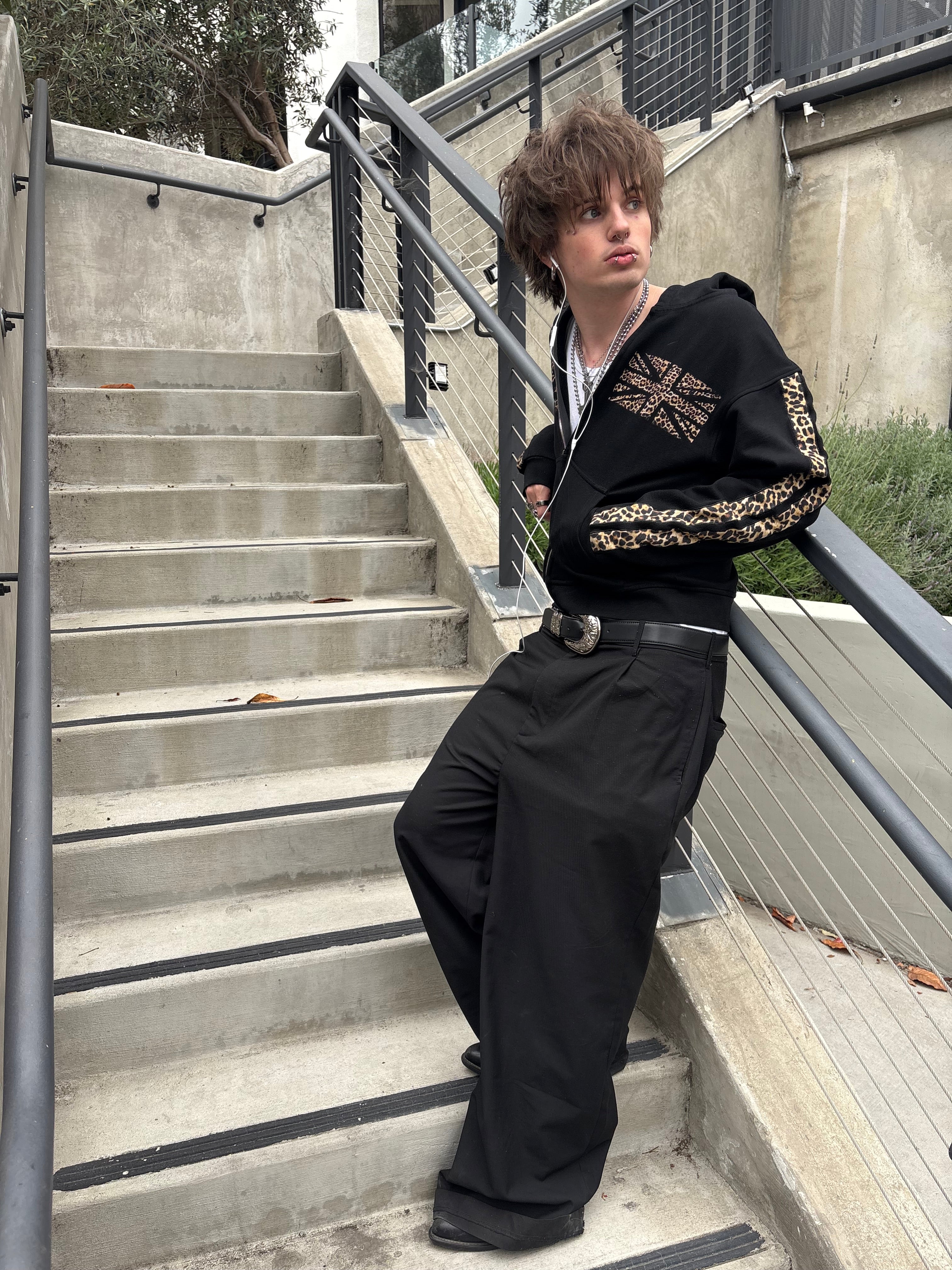 “cheetah stripe” zip hoodie set