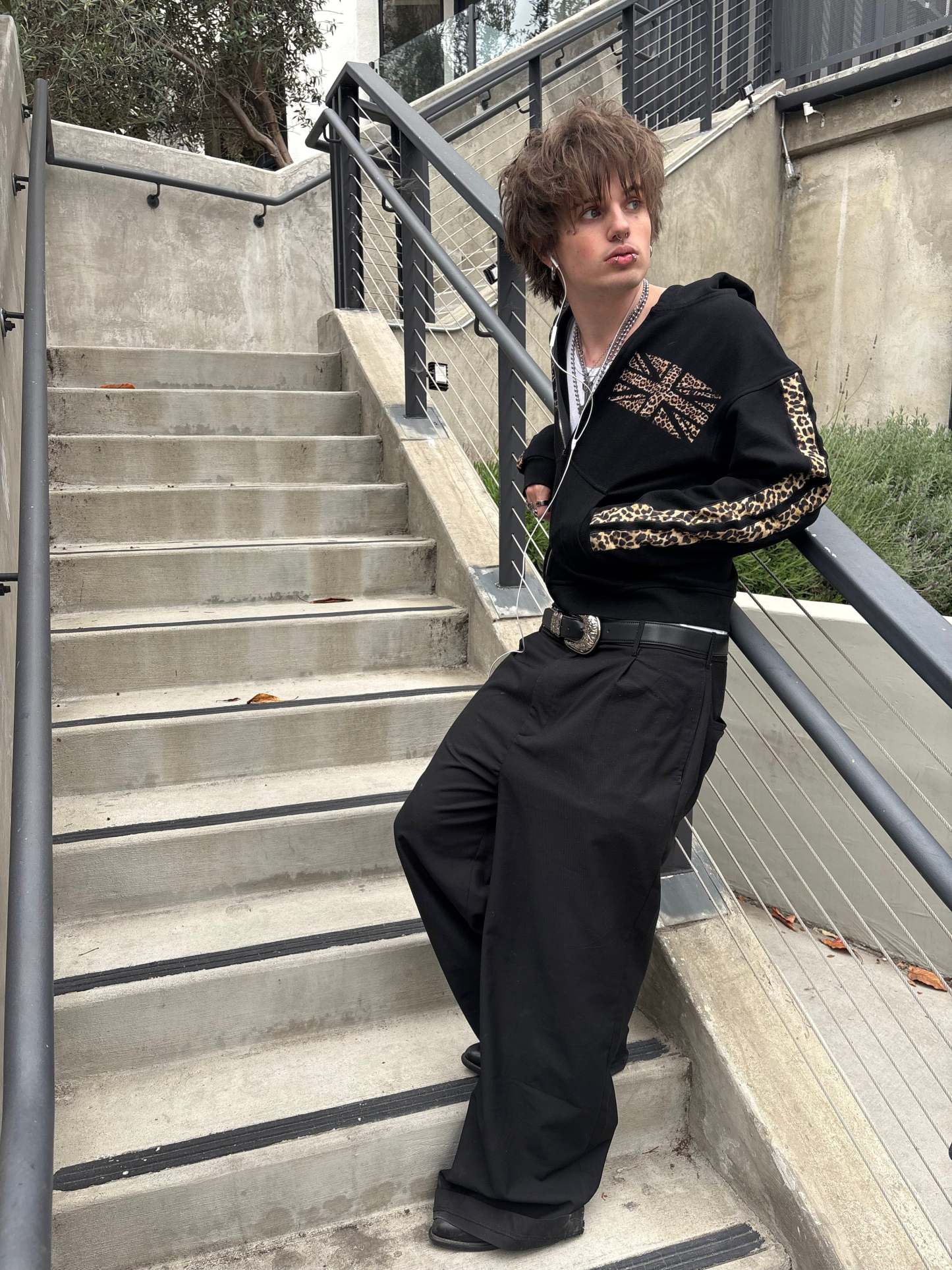 “cheetah stripe” zip hoodie set