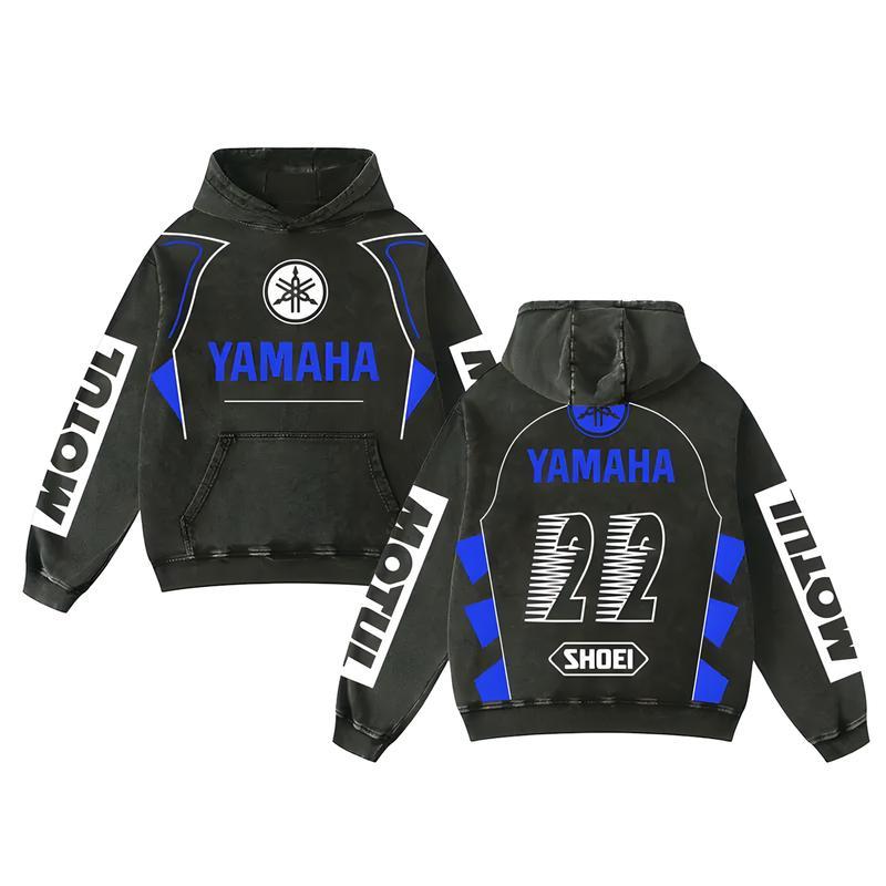 Retro Blue Yamaha Racing Washed Hoodie 