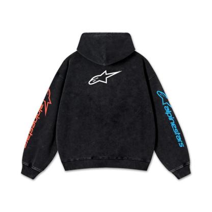Retro Alpinestars Rad LS Racing Washed Hoodie MotoGP World Champion Enthusiast Apparel Streetwear Hann Spree Racing Team Super Motorsports Clothing Riders Motocross Off-Road Dirt Bike Fan Gear Cotton For Moto Fan