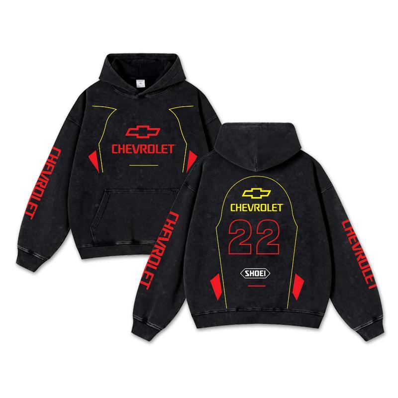 Retro Shoei Helmets Chevrolet Racing Washed Hoodie 