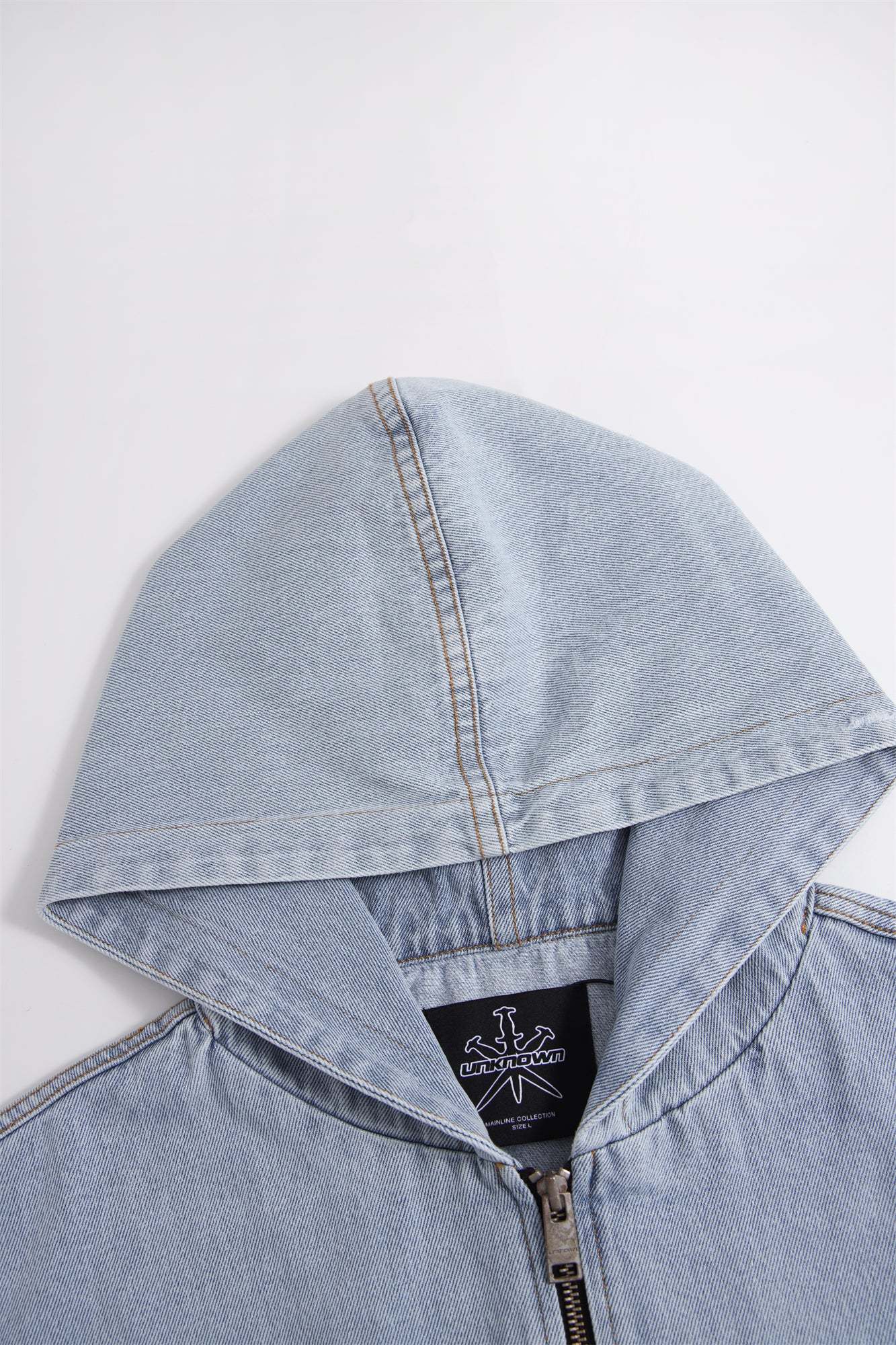 BLEACHED ZIP HOOD DENIM JACKET