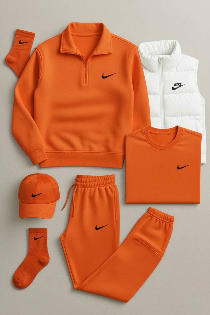 NK™ Winter Set – Fleece Tracksuit + Logo T-Shirt + Winter Puffer Jacket