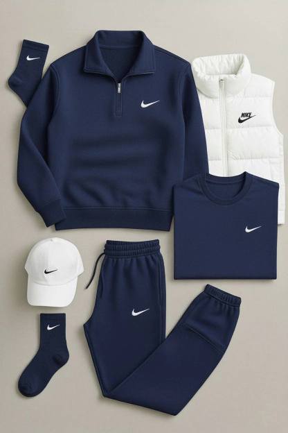 NK™ Winter Set – Fleece Tracksuit + Logo T-Shirt + Winter Puffer Jacket