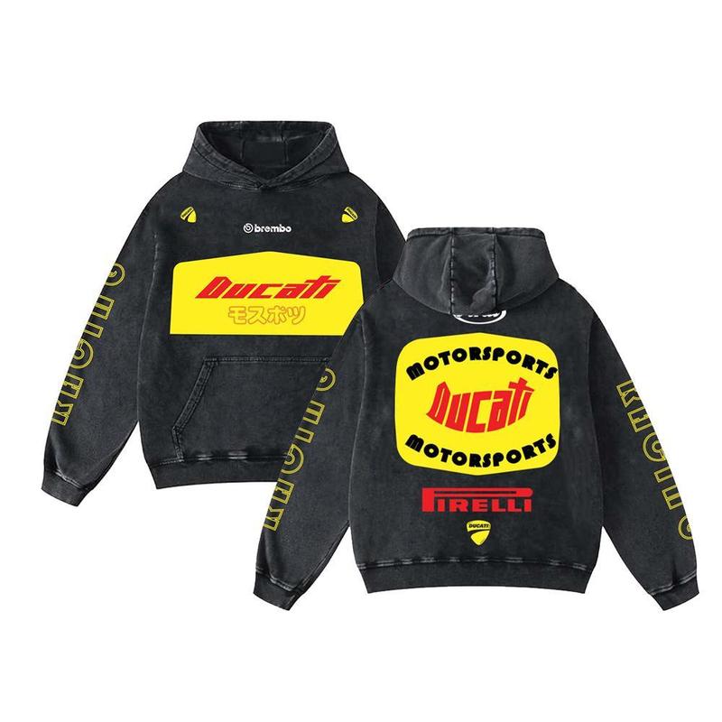 Retro Ducati Motosport Racing Washed Hoodie Firreli 