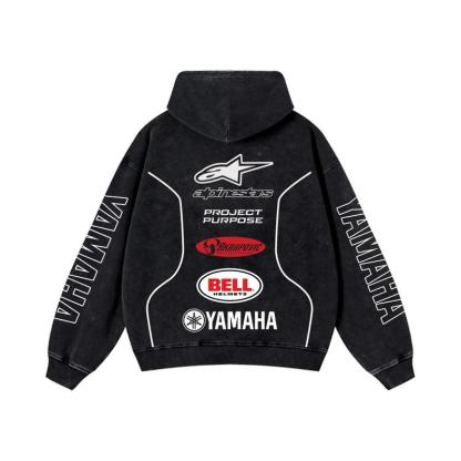 Retro Alpinestar Yamaha Racing Washed Hoodie Bell Helmet 
