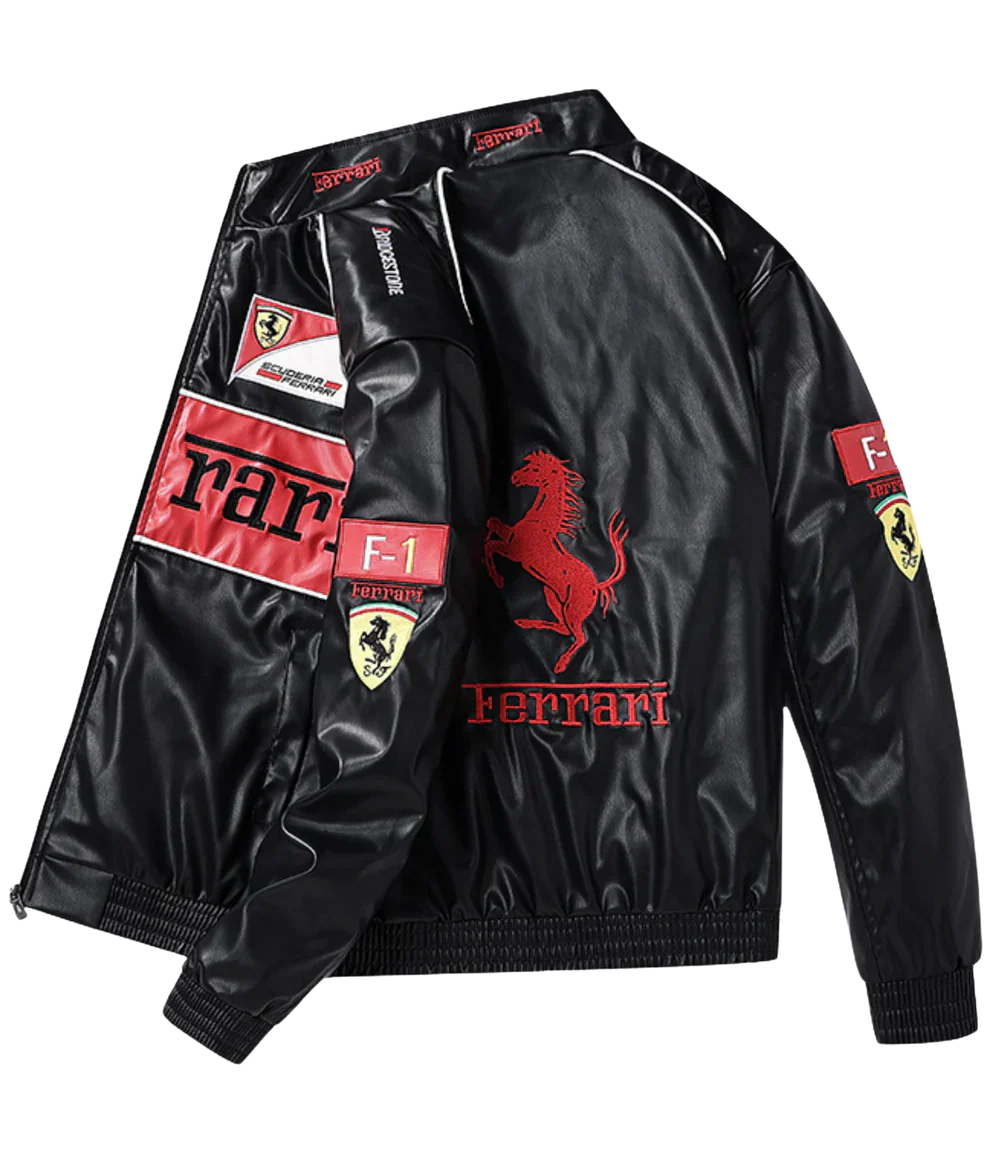 Red Leather Racing Jacket – F1 Style