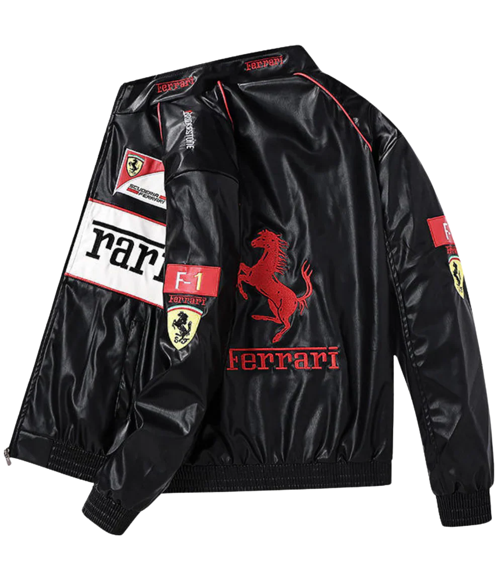 White Leather Racing Jacket – F1 Style
