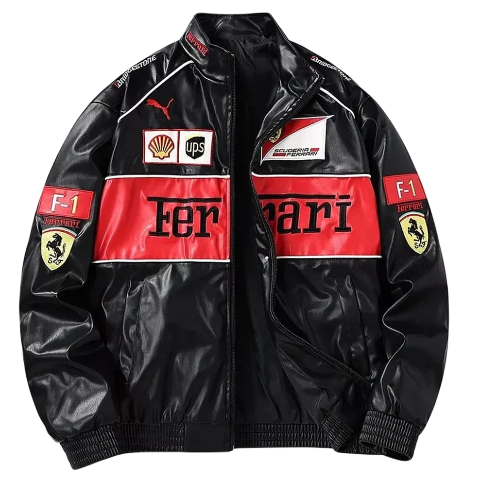 Red Leather Racing Jacket – F1 Style
