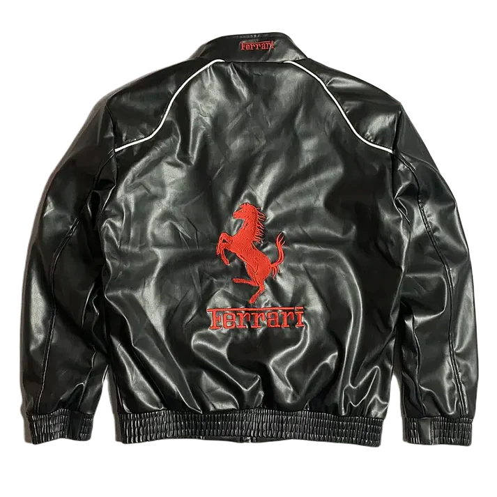 White Leather Racing Jacket – F1 Style