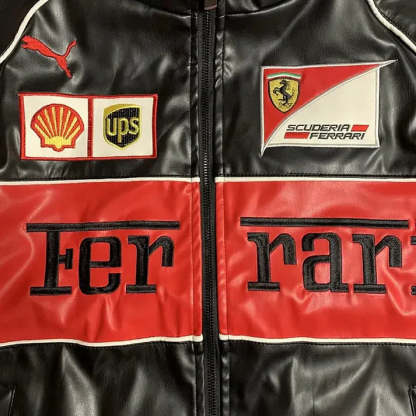 Red Leather Racing Jacket – F1 Style