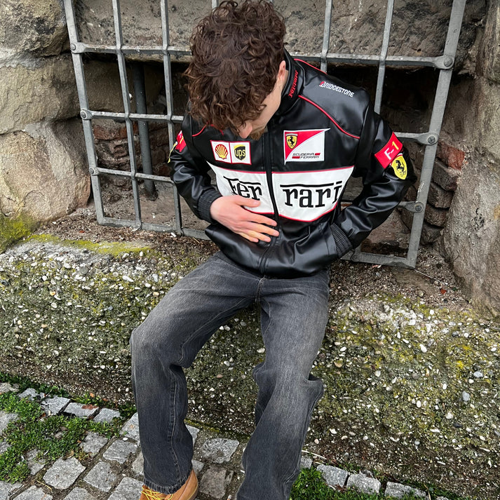 White Leather Racing Jacket – F1 Style