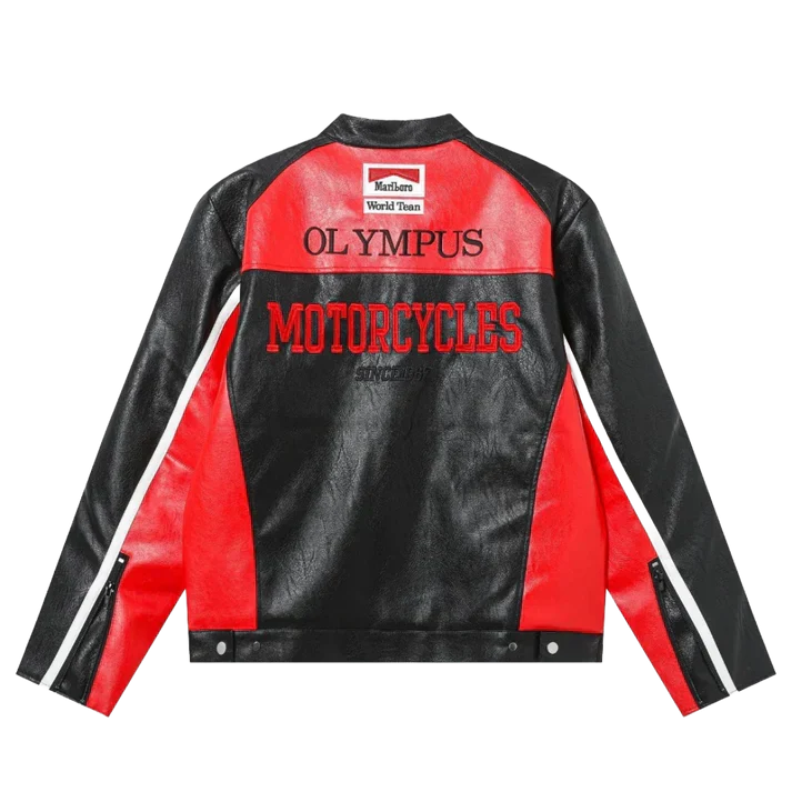 Red Leather Racing Jacket – Vintage F1 Style
