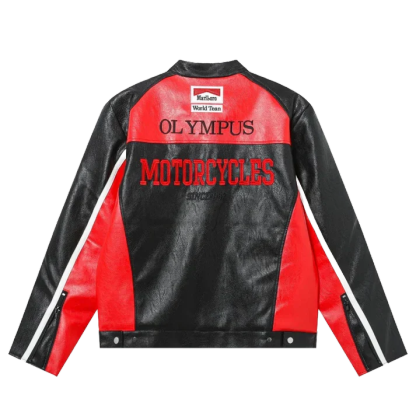 Red Leather Racing Jacket – Vintage F1 Style