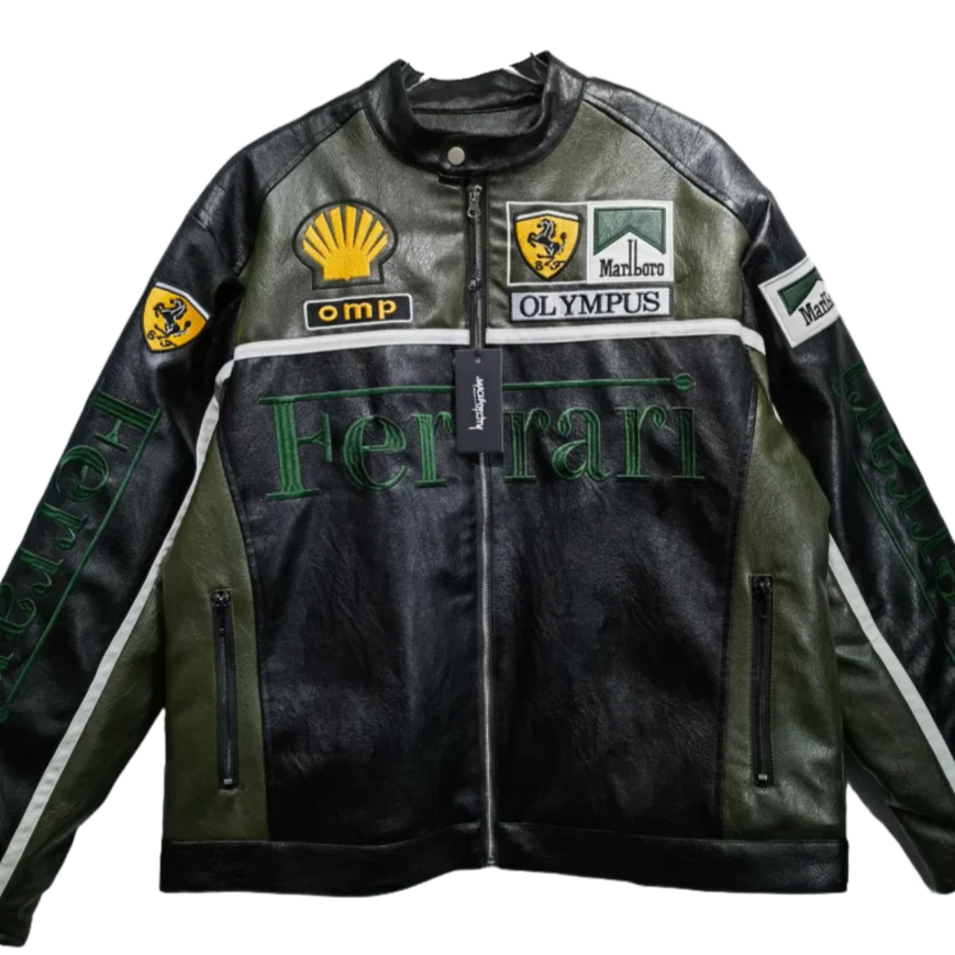 Green Leather Racing Jacket – F1 Style